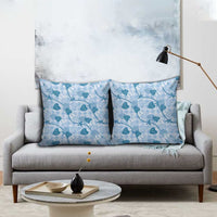 Anthurium Pikake Ti Leaf Palaka Pillow Cover Blue Version