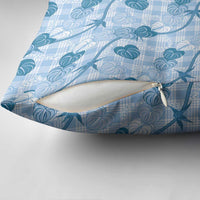 Anthurium Pikake Ti Leaf Palaka Pillow Cover Blue Version