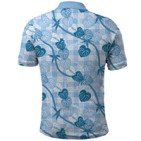 Anthurium Pikake Ti Leaf Palaka Polo Shirt Blue Version