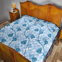 Anthurium Pikake Ti Leaf Palaka Quilt Blue Version LT01 - Polynesian Pride