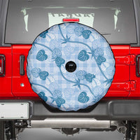 Anthurium Pikake Ti Leaf Palaka Spare Tire Cover Blue Version LT01 - Polynesian Pride