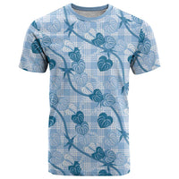 Anthurium Pikake Ti Leaf Palaka T Shirt Blue Version