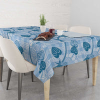 Anthurium Pikake Ti Leaf Palaka Tablecloth Blue Version