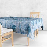 Anthurium Pikake Ti Leaf Palaka Tablecloth Blue Version