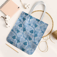 Anthurium Pikake Ti Leaf Palaka Tote Bag Blue Version