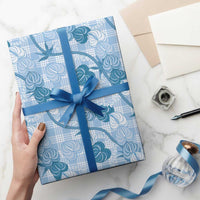 Anthurium Pikake Ti Leaf Palaka Wrapping Paper Blue Version LT01 - Polynesian Pride