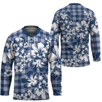 Hibiscus Pakala Cobalt Blue Royal Hockey Jersey Tropical Floral Stylized - Polynesian Pride