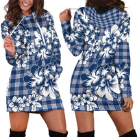 Hibiscus Pakala Cobalt Blue Royal Hoodie Dress Tropical Floral Stylized - Polynesian Pride