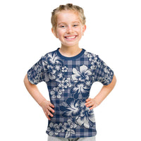 Hibiscus Pakala Cobalt Blue Royal Kid T Shirt Tropical Floral Stylized - Polynesian Pride