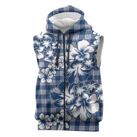 Hibiscus Pakala Cobalt Blue Royal Sleeveless Zip Hoodie Tropical Floral Stylized LT01 Blue - Polynesian Pride