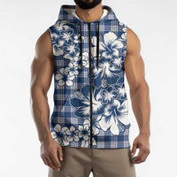 Hibiscus Pakala Cobalt Blue Royal Sleeveless Zip Hoodie Tropical Floral Stylized LT01 - Polynesian Pride