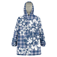 Hibiscus Pakala Cobalt Blue Royal Wearable Blanket Hoodie Tropical Floral Stylized - Polynesian Pride