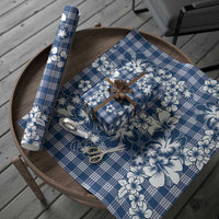 Hibiscus Pakala Cobalt Blue Royal Wrapping Paper Tropical Floral Stylized - Polynesian Pride