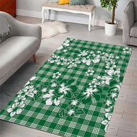 Hibiscus Pakala Emerald Green Area Rug Tropical Floral Stylized - Polynesian Pride