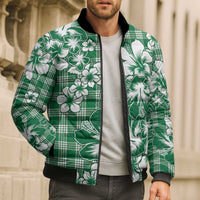 Hibiscus Pakala Emerald Green Bomber Puffer Jacket Tropical Floral Stylized - Polynesian Pride