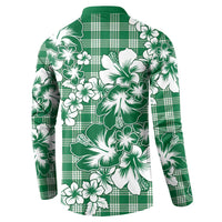 Hibiscus Pakala Emerald Green Button Sweatshirt Tropical Floral Stylized - Polynesian Pride