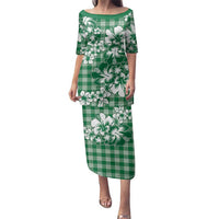 Hibiscus Pakala Emerald Green Family Matching Puletasi and Hawaiian Shirt Tropical Floral Stylized - Polynesian Pride