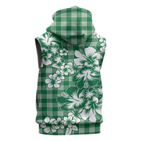 Hibiscus Pakala Emerald Green Sleeveless Hoodie Tropical Floral Stylized - Polynesian Pride