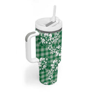 Hibiscus Pakala Emerald Green Tumbler With Handle Tropical Floral Stylized - Polynesian Pride