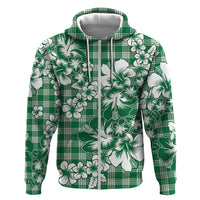 Hibiscus Pakala Emerald Green Zip Hoodie Tropical Floral Stylized - Polynesian Pride