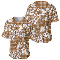 Hibiscus Pakala Bronze Brown Baseball Jersey Tropical Floral Stylized - Polynesian Pride