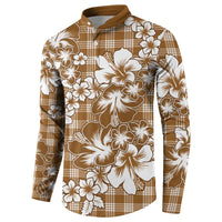 Hibiscus Pakala Bronze Brown Button Sweatshirt Tropical Floral Stylized - Polynesian Pride