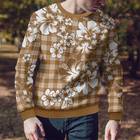 Hibiscus Pakala Bronze Brown Ugly Christmas Sweater Tropical Floral Stylized - Polynesian Pride