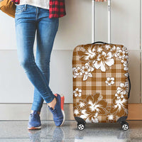 Hibiscus Pakala Bronze Brown Luggage Cover Tropical Floral Stylized - Polynesian Pride