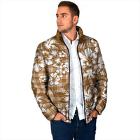 Hibiscus Pakala Bronze Brown Padded Jacket Tropical Floral Stylized - Polynesian Pride