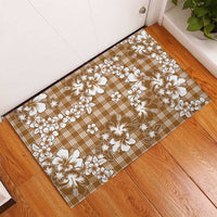 Hibiscus Pakala Bronze Brown Rubber Doormat Tropical Floral Stylized - Polynesian Pride