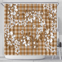 Hibiscus Pakala Bronze Brown Shower Curtain Tropical Floral Stylized - Polynesian Pride