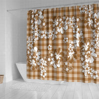 Hibiscus Pakala Bronze Brown Shower Curtain Tropical Floral Stylized - Polynesian Pride