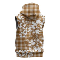 Hibiscus Pakala Bronze Brown Sleeveless Zip Hoodie Tropical Floral Stylized - Polynesian Pride