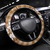 Hibiscus Pakala Bronze Brown Steering Wheel Cover Tropical Floral Stylized - Polynesian Pride