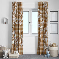 Hibiscus Pakala Bronze Brown Window Curtain Tropical Floral Stylized - Polynesian Pride