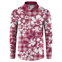 Hibiscus Pakala Royal Magenta Button Sweatshirt Tropical Floral Stylized - Polynesian Pride
