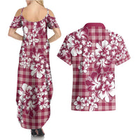 Hibiscus Pakala Royal Magenta Couples Matching Summer Maxi Dress and Hawaiian Shirt Tropical Floral Stylized - Polynesian Pride