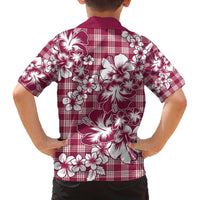 Hibiscus Pakala Royal Magenta Family Matching Off The Shoulder Long Sleeve Dress and Hawaiian Shirt Tropical Floral Stylized - Polynesian Pride