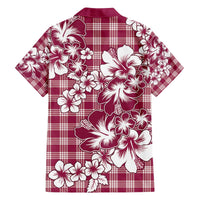 Hibiscus Pakala Royal Magenta Family Matching Off The Shoulder Long Sleeve Dress and Hawaiian Shirt Tropical Floral Stylized - Polynesian Pride