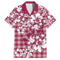Hibiscus Pakala Royal Magenta Family Matching Off Shoulder Short Dress and Hawaiian Shirt Tropical Floral Stylized - Polynesian Pride