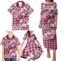 Hibiscus Pakala Royal Magenta Family Matching Puletasi and Hawaiian Shirt Tropical Floral Stylized - Polynesian Pride