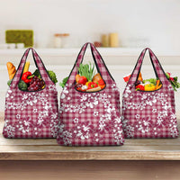 Hibiscus Pakala Royal Magenta Grocery Bag Tropical Floral Stylized - Polynesian Pride