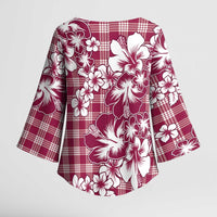 Hibiscus Pakala Royal Magenta Kimono Sleeve Blouse Tropical Floral Stylized - Polynesian Pride