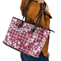 Hibiscus Pakala Royal Magenta Leather Tote Bag Tropical Floral Stylized - Polynesian Pride