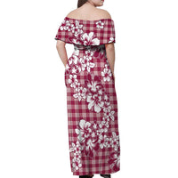 Hibiscus Pakala Royal Magenta Off Shoulder Maxi Dress Tropical Floral Stylized - Polynesian Pride