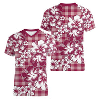 Hibiscus Pakala Royal Magenta Women V-Neck T-Shirt Tropical Floral Stylized LT01 - Polynesian Pride