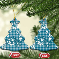 Hibiscus Pakala Ocean Depths Blue Ceramic Ornament Tropical Floral Stylized - Polynesian Pride