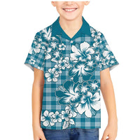 Hibiscus Pakala Ocean Depths Blue Family Matching Mermaid Dress and Hawaiian Shirt Tropical Floral Stylized - Polynesian Pride
