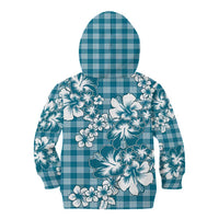 Hibiscus Pakala Ocean Depths Blue Kid Hoodie Tropical Floral Stylized - Polynesian Pride