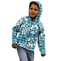 Hibiscus Pakala Ocean Depths Blue Kid Hoodie Tropical Floral Stylized - Polynesian Pride